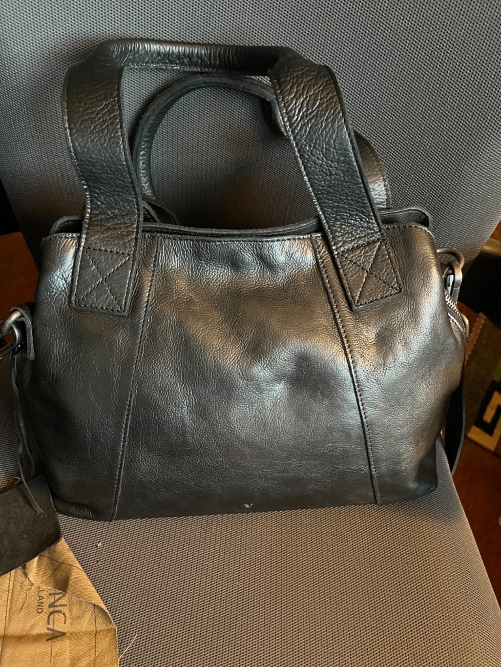 ViLENCA HOLLAND Convertible Crossbody Handbag.  Black Leather